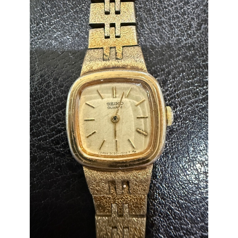 Seiko‎ Quartz Ladies Watch Gold Tone Textured Bracelet 2020-5739 Vintage Japan